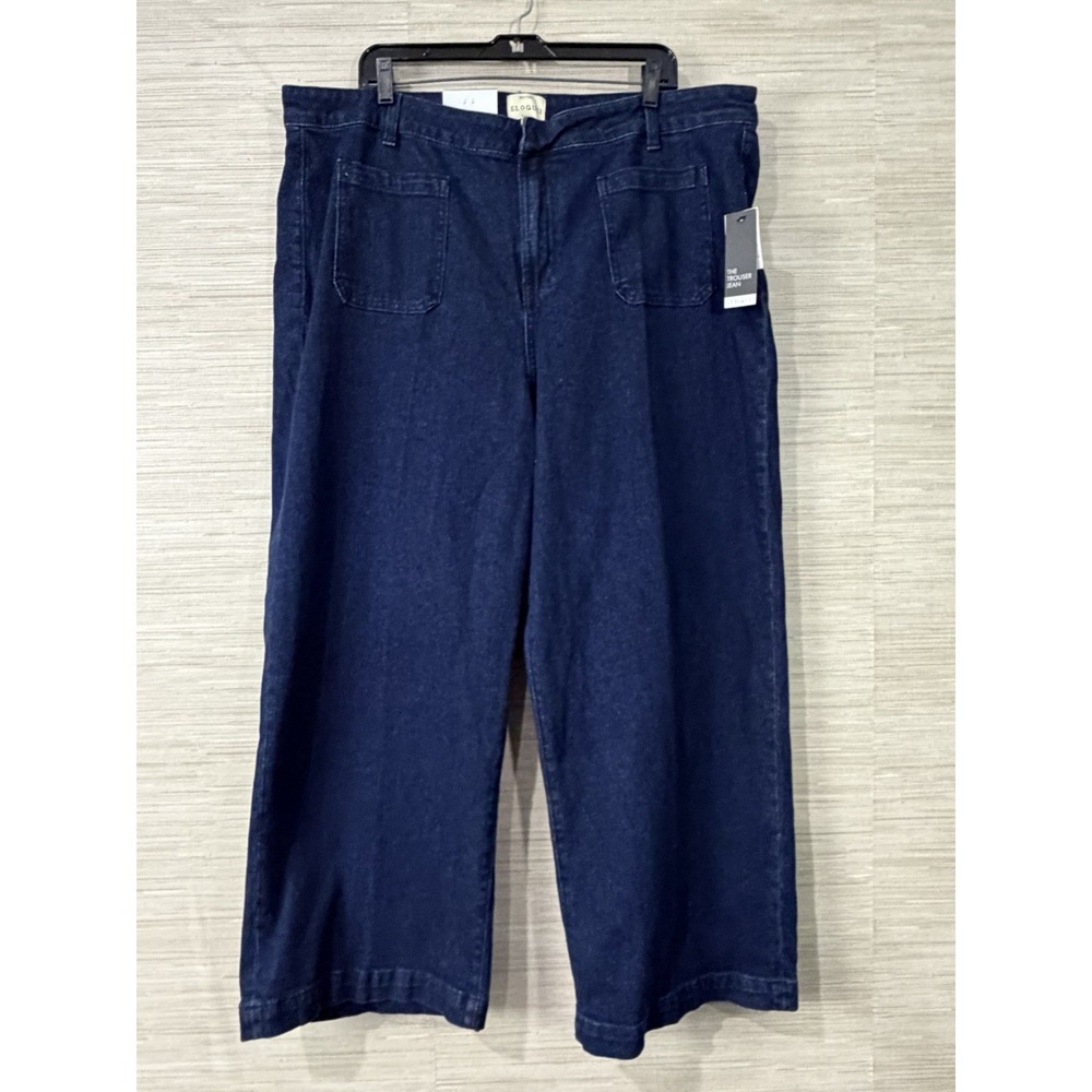 ELOQUII The Trouser Jean Womens 18 Plus Dark Wash Wide Leg Denim Jeans NWT